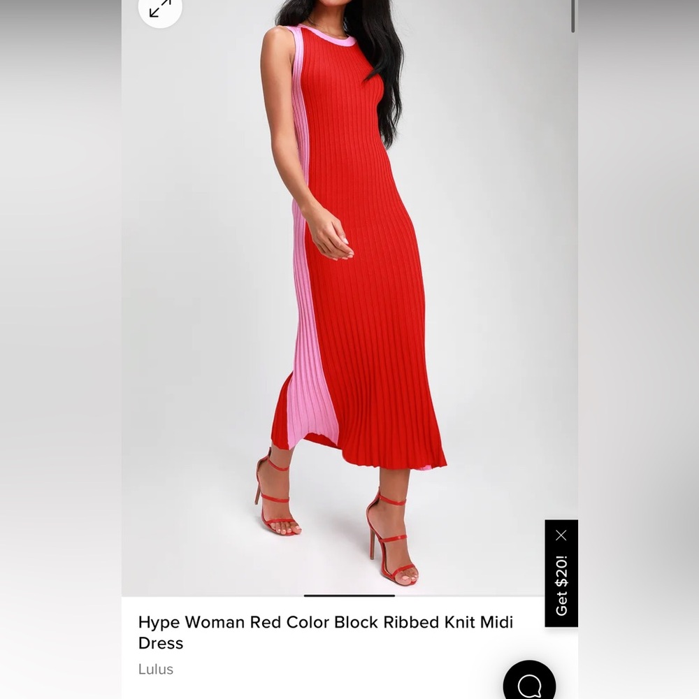Lulu’s knit midi dress- red & pink- size small